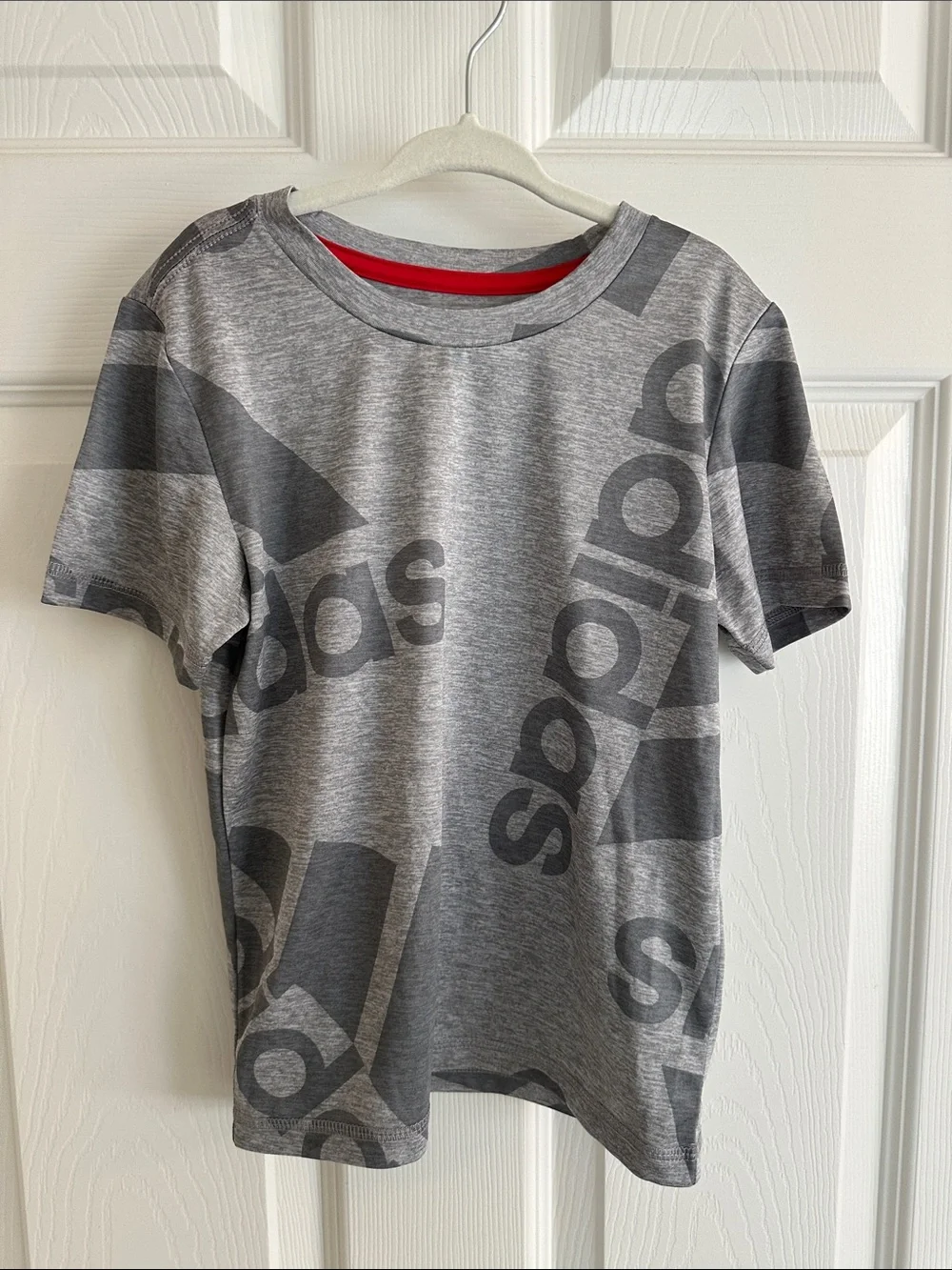 adidas Red & Gray Kid Short-Sleeve Active Tees